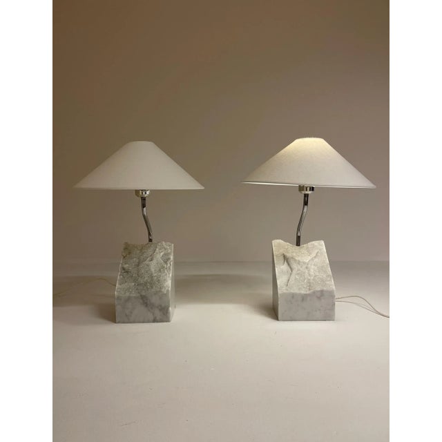 Mid-Century Marble and Steel Table Lamps from Bergboms, 1970s, Sweden, Set of 2 For Sale - Image 11 of 17