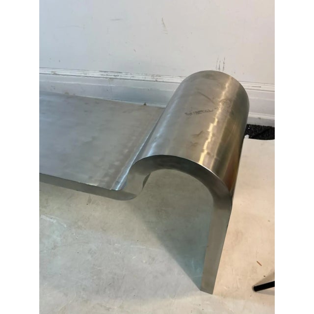 Late 20th Century Modern Sculptural Polished Steel Bench in the Manner of Karl Springer For Sale - Image 10 of 11