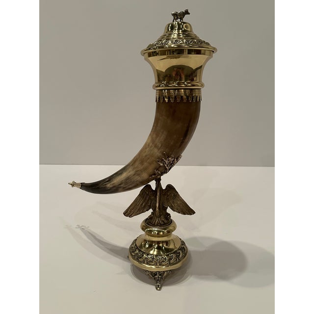 19th Century Horn & Brass Covered Trophy Cup Accessory For Sale - Image 11 of 12
