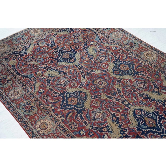 Textile Antique Tehran Rug 4'5'' x 7'1'' For Sale - Image 7 of 10