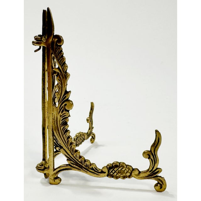 Vintage Brass Scrolled Floral Motif Collapsible Table Easel For Sale In Kansas City - Image 6 of 7