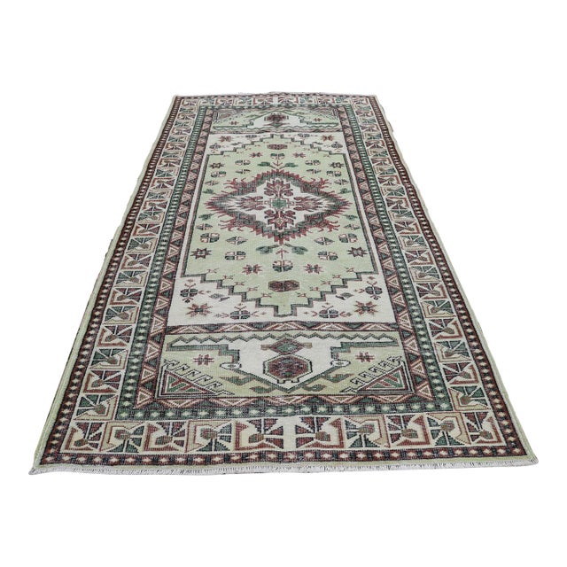 1980s Turkish Green Oriental Rug For Sale