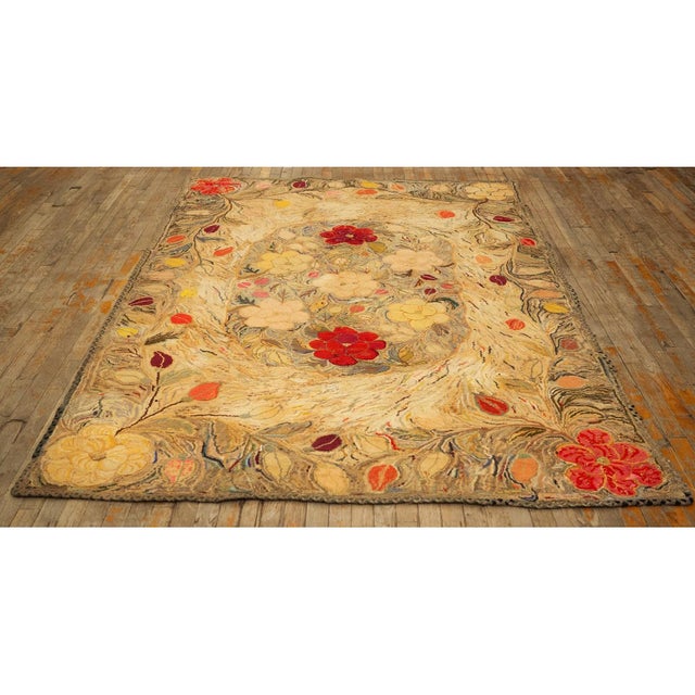 "This is an authentic antique American Hooked wool rug, dating back to circa 1880. Measuring approximately 6 by 9 feet,...