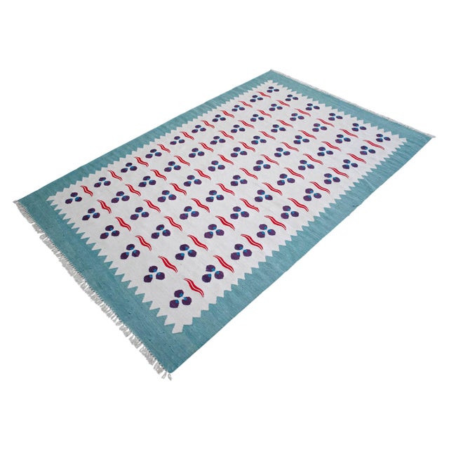 Textile Turkish Silk Rug Kilim Hand Woven Chintamani Motif Oushak Area Rug - 4′2″ × 6′4″ For Sale - Image 7 of 16