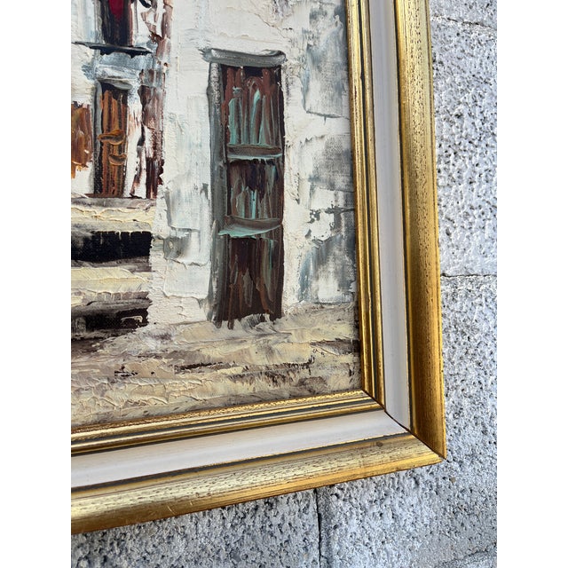Mid Century Architectural Landscape Oil Painting Framed and Signed by the Artist. Circa 1960s For Sale - Image 11 of 15