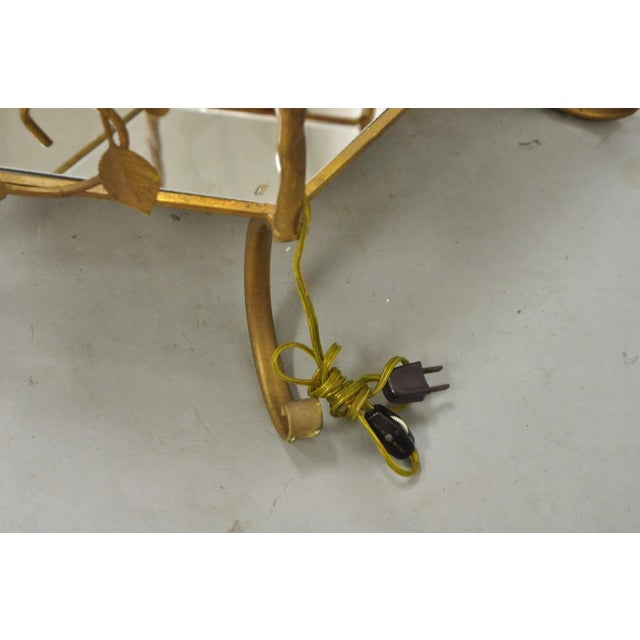 Vintage Italian Hollywood Regency Gold Tole Metal 4 Tier Lighted Etagere Curio For Sale - Image 15 of 18