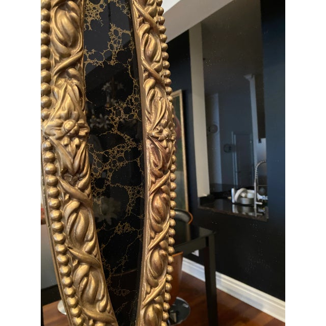 Mid 20th Century Vintage Mid Century Hollywood Regency Rococo Triple Ring Gilded Wood Mirror For Sale - Image 5 of 7