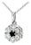 Late 20th Century 14K White Gold Black Diamond Pendant with White Diamond Halo For Sale