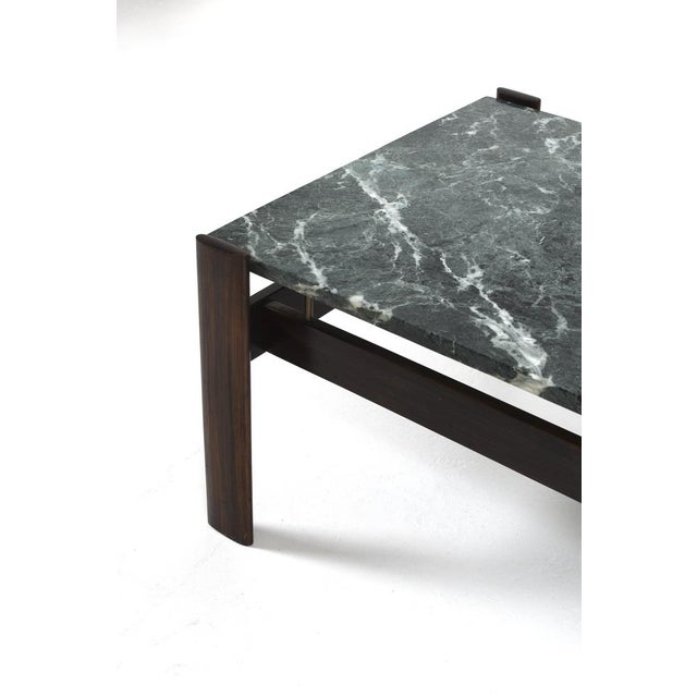 Wood Green Marble Coffee Table by Percival Lafer, Brazil, 1970s For Sale - Image 7 of 11