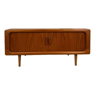 Low Sideboard with Retractable Teak Doors from Dyrlund, Denmark, 1960 For Sale
