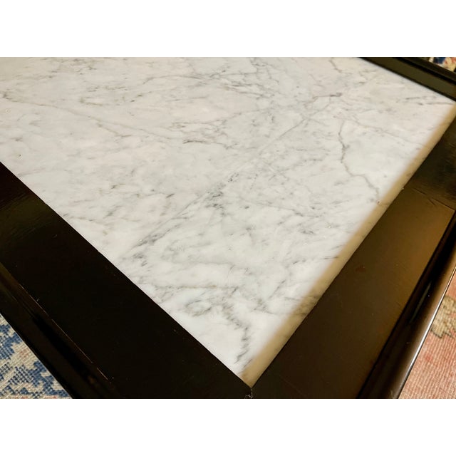 Maison Jansen Black Lacquered Coffee Table With Carrera Marble Inset ...