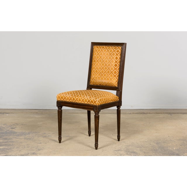 Set of Six Early 20th Century French Louis XVI Walnut Dining Chairs For Sale - Image 14 of 18