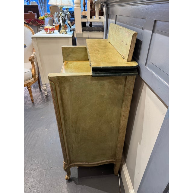 French Provincial 1940s Mid Century French Provincial Fall Front Desk Chest For Sale - Image 3 of 8