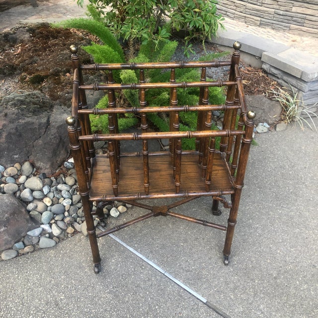 Brown Vintage Traditional Canterbury Magazine Rack For Sale - Image 8 of 9