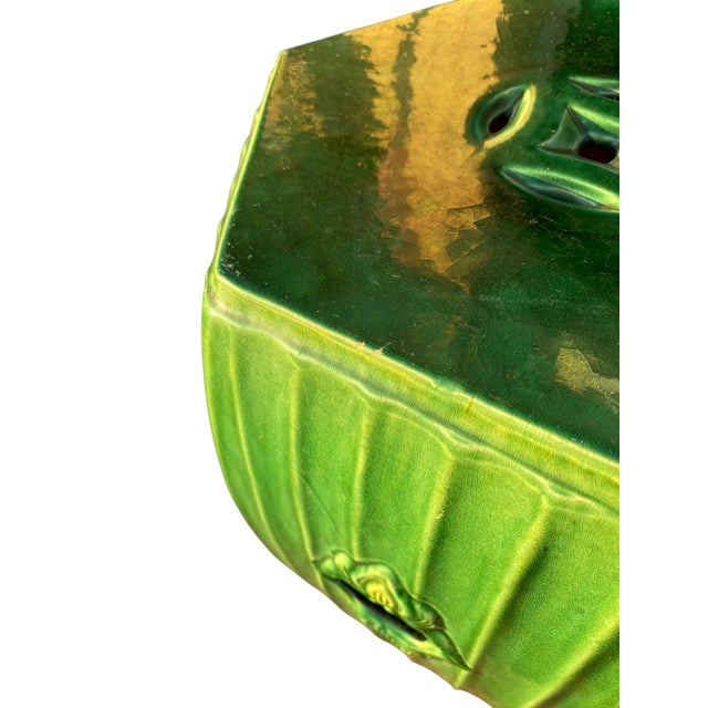 Chinese Garden Seat Celadon Ceramic Emerald Green Stool Antique Decor Large 16"h For Sale - Image 17 of 18