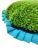 Textile Custom Handcrafted Artificial Turf Lumbar Pillow With Turquoise Ruffle - Small Round For Sale - Image 7 of 8