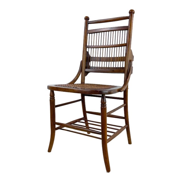 Vintage Spindle Back Cane Seat Dining Chair For Sale