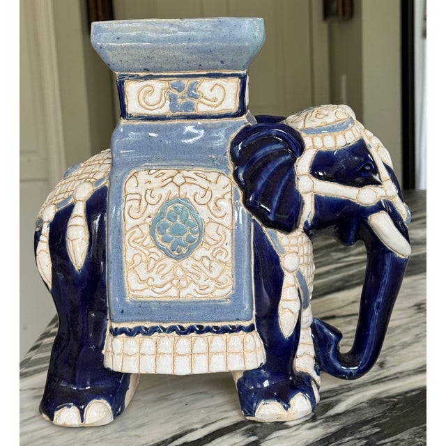 Traditional Vintage Elephant Motif Tabletop Plant Stand For Sale - Image 3 of 10