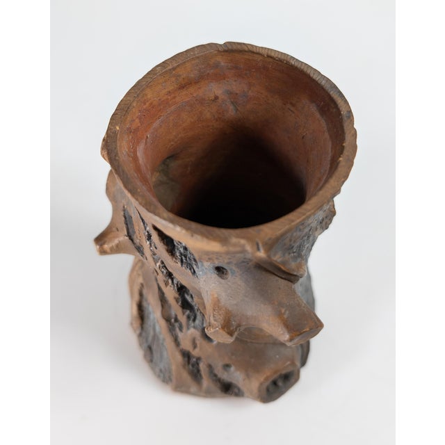 Ceramic Early 20th Century Chinese Republic Yixing Zisha Tree Form Brush Pot Vase For Sale - Image 7 of 12