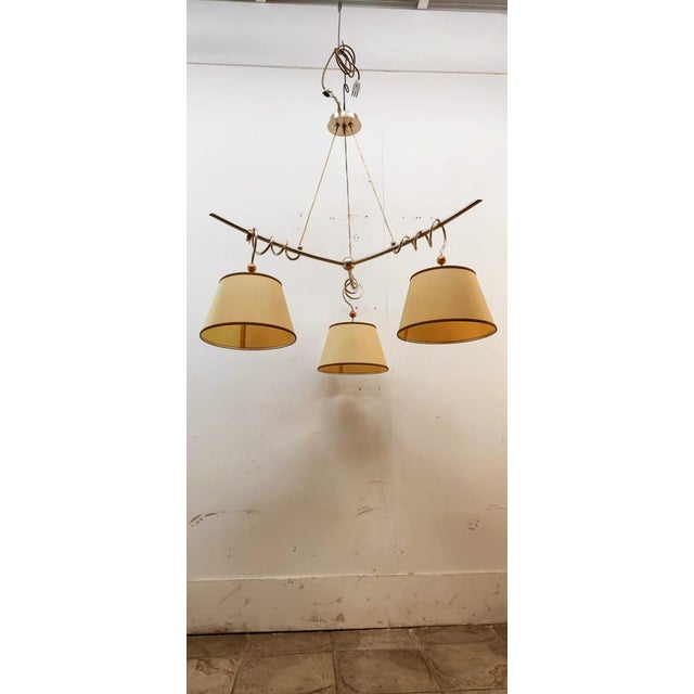 Metal and Parchment Suspension Light For Sale - Image 6 of 18