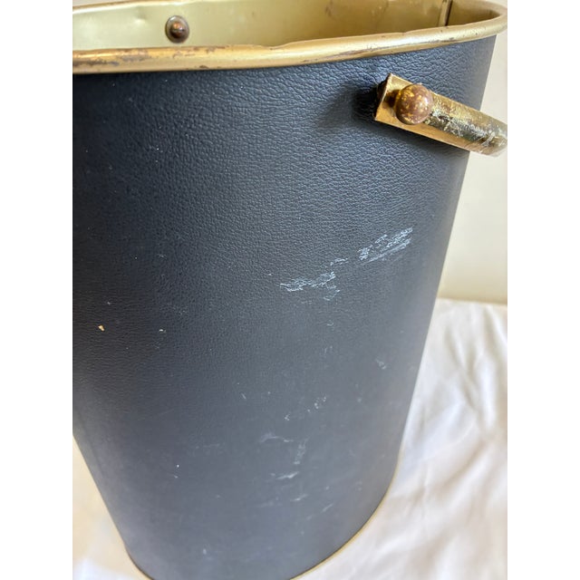 Vintage Mid-Century Black & Gold Wastebasket With Handle For Sale - Image 11 of 12