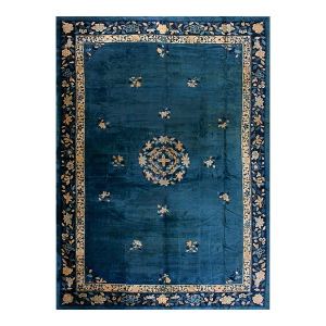 Excellent Blue and Tan Beige Color With Special Florid Design Chinese Peking Rug
