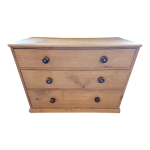 Antique Pine Three Drawers - Chest of Drawers From England
