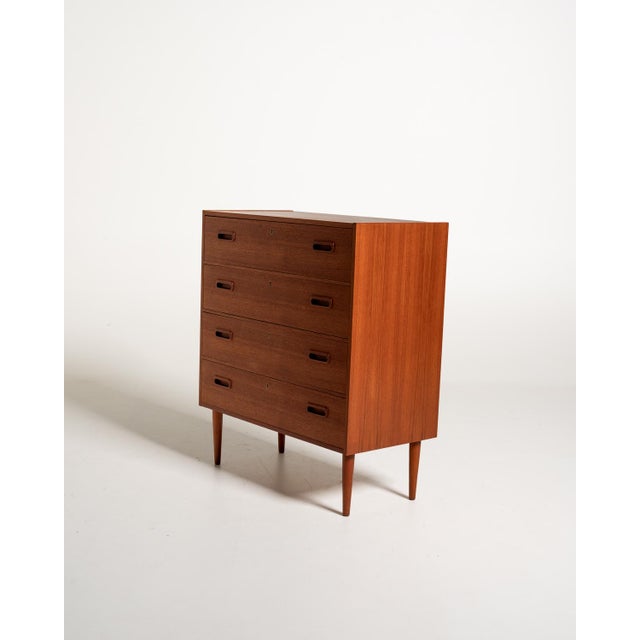 Scandinavian Teak Chest of Drawers with Four Drawers, 1960s For Sale - Image 3 of 8