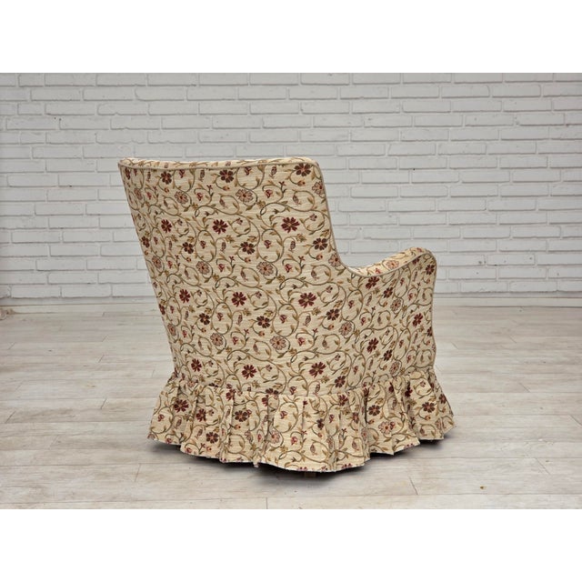 Danish Armchair in Jacquard Fabric and Ash Legs, 1970s For Sale - Image 16 of 18