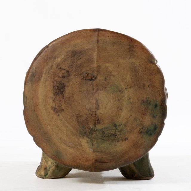 Green 1920's Weller Woodcraft Log Shape Footed Pottery Planter For Sale - Image 8 of 8
