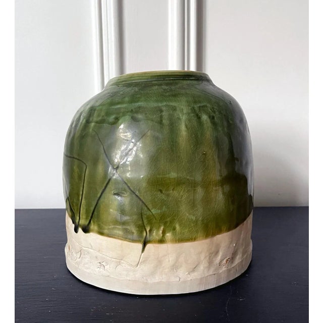 Early 21st Century Japanese Modern Studio Ceramic Oribe Jar by Ryoji Koie For Sale - Image 12 of 13