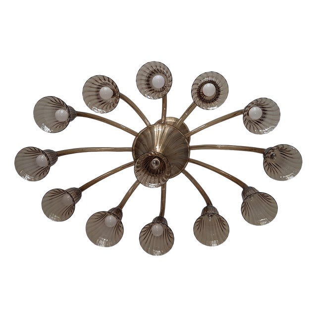 Oval Murano Glass Chandelier by Napoleone Martinuzzi for Venini, 1920s For Sale