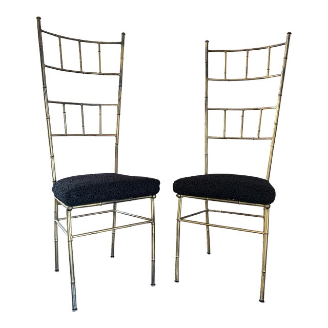Mid 20th Century Italian Faux Bamboo Gold Gilt Chiavari Style Chairs - Set of 2 For Sale