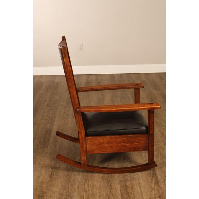 Antique L & J.G. Stickley Mission Oak Rocking Chair For Sale - Image 17 of 18