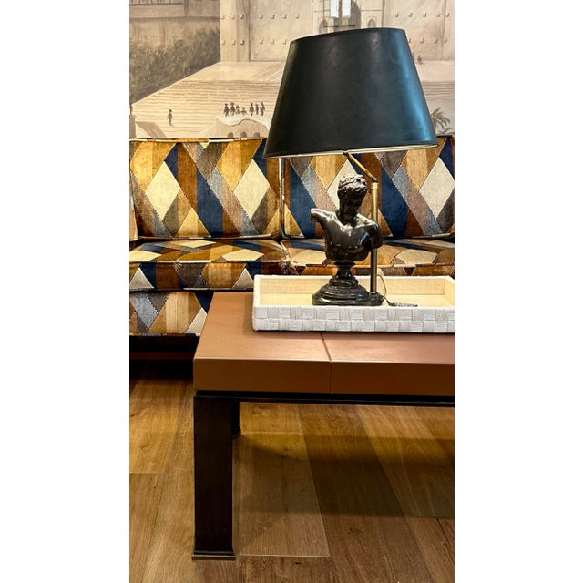 Mid-Century Velvet Geometric Patterned Sofa For Sale - Image 4 of 10