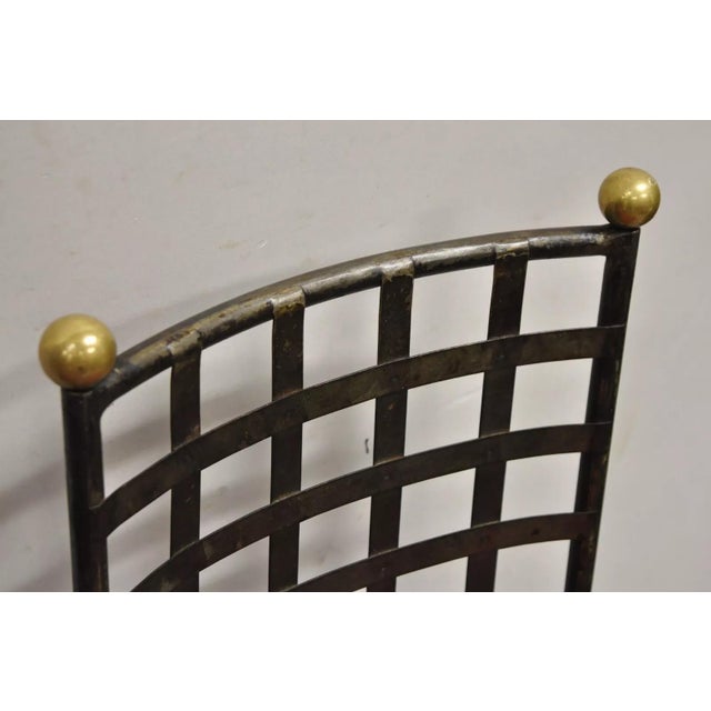 Metal Vintage Mid Century Brutalist Iron Chain Link Swivel Counter Bar Stools- Set of 4 For Sale - Image 7 of 12