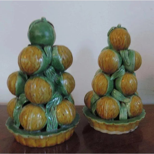 18th Century Chinese Kangxi Porcelain Altar Temple Fruit Pyramids of Walnuts - a Pair For Sale - Image 9 of 11