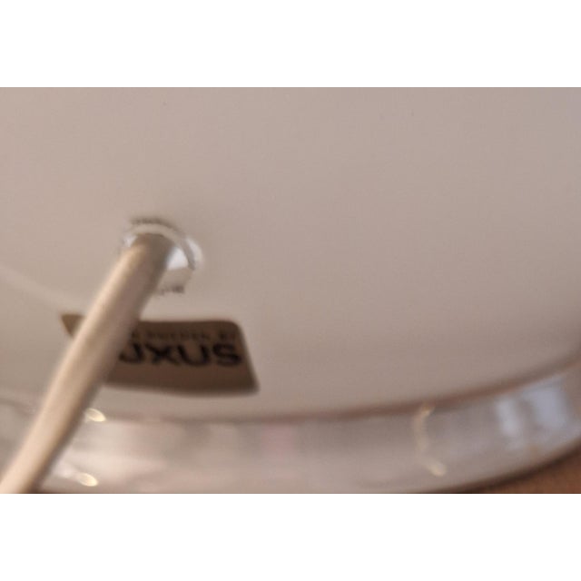 Glass Swedish Table Lamp with Opaque White Glass Base and White Plastic Diffuser Shade from Luxus, 1970s For Sale - Image 7 of 9
