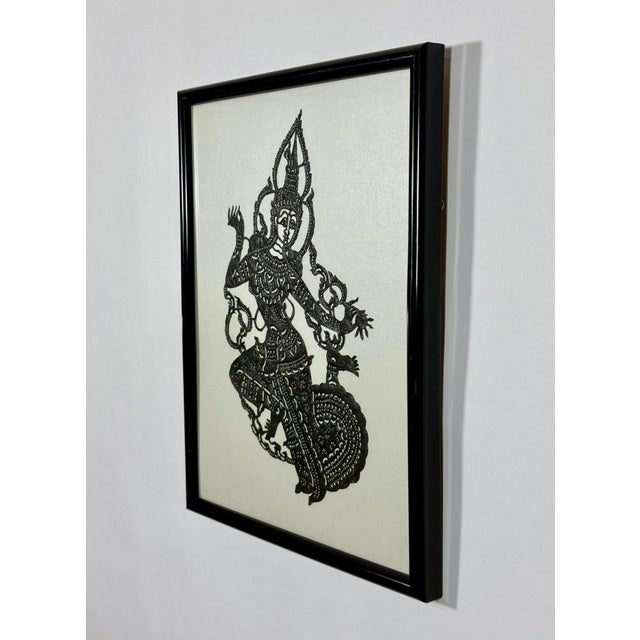 Vintage 1950s Hand-Cut Thai Siam Dancer Framed Artwork (Nang Yai Style) For Sale - Image 9 of 10