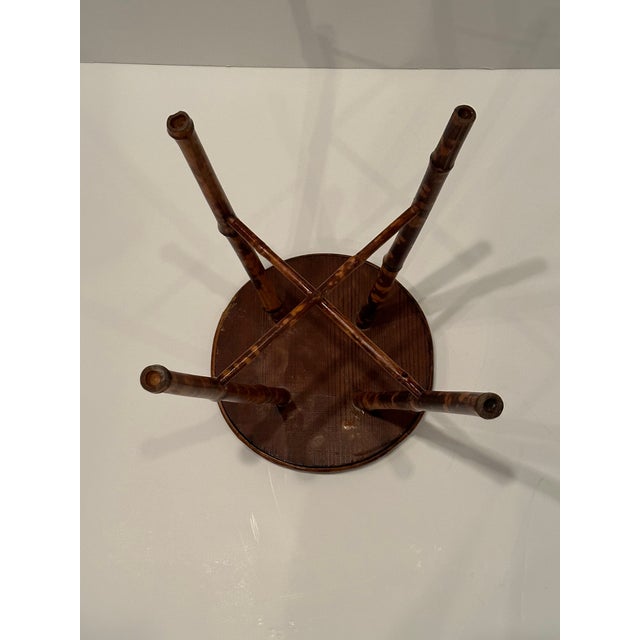 Antique American Bamboo Stool With Original Needlepoint Seat For Sale In Philadelphia - Image 6 of 6