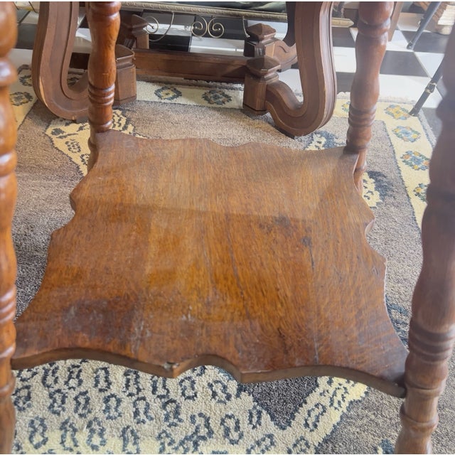 Victorian Antique Oak Wood Parlor Table Marble Talon Feet For Sale - Image 3 of 6