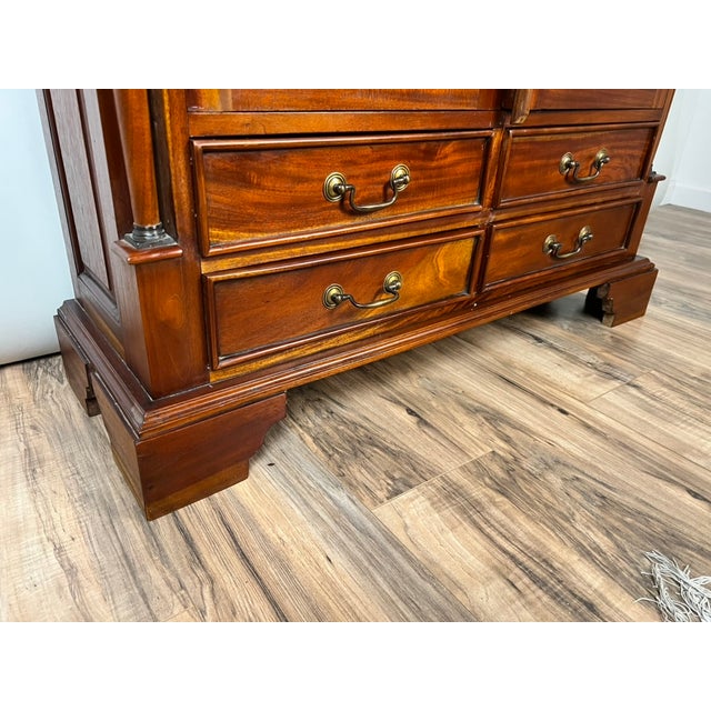 Vintage Victorian Style Glass Door Mahogany Bookcase For Sale - Image 10 of 11