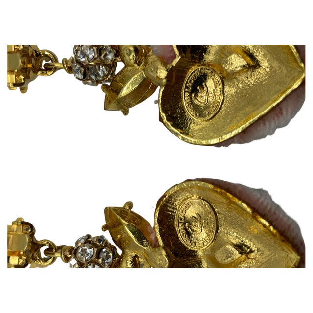 French Christian Lacroix Vintage Drop Clip-on Earrings For Sale - Image 3 of 5