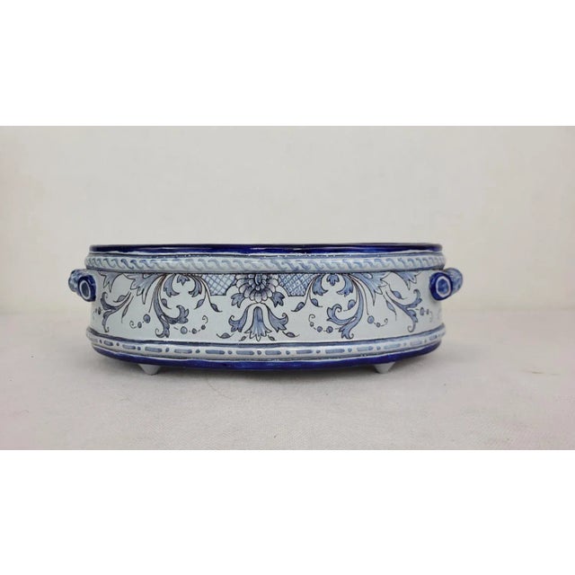 Blue Earthenware Planter / Basin from Nevers Montagnon, 1890s For Sale - Image 8 of 8