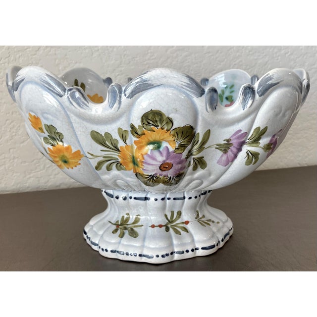 Mid 20th-Century Monteith-Style Earthenware Crenellated Rim Footed Compote For Sale - Image 18 of 18