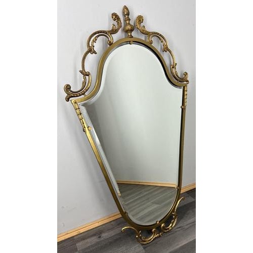 Gold Vintage French Ornate Metal Wall Mirror with Gold Finish For Sale - Image 8 of 8