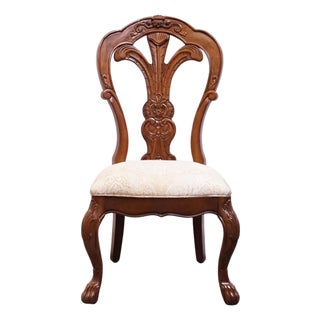 Bernhardt Furniture Grand Savannah Collection Solid Walnut Italian Provincial Style Splat Back Dining Side Chair 357-555 For Sale