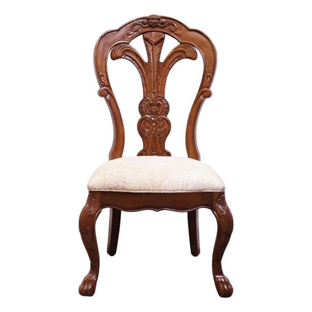 Bernhardt Furniture Grand Savannah Collection Solid Walnut Italian Provincial Style Splat Back Dining Side Chair 357-555 For Sale