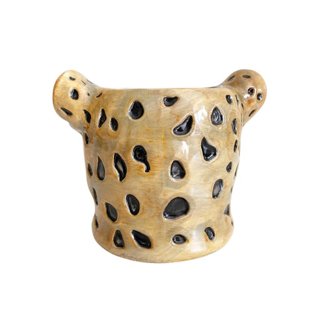 Ceramic Ceramic Leopard Head Vase or Planter For Sale - Image 7 of 10