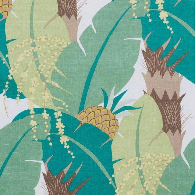 Sample - Schumacher X Paul Poiret Ananas Fabric in Palm For Sale